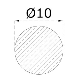 Tyč ø 10 x 2000 mm, kartáčovaná nerez AISI 304 Tyč ø 10 x 2000 mm, kartáčovaná nerez AISI 304